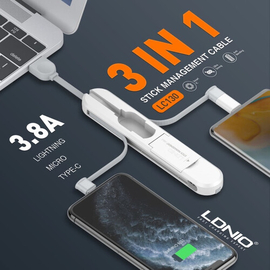 Ldnio LC130 3in1 3.8A 1.2M Fast Charging Micro USB/ Type-C Lightning Cables Quick Charger & Cable Storage Box, 2 image