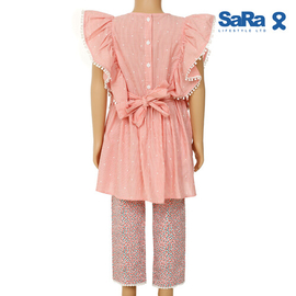 SaRa Girls Set (GFT63SFG-Peach), Baby Dress Size: 6-7 years, 3 image