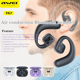 Awei T67 Air Conduction  Wireless Earbuds  Bluetooth 5.3 Headphones HiFi Stereo Sound TWS Earbuds With Mic Sports Headset, 3 image