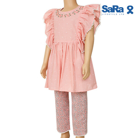 SaRa Girls Set (GFT63SFG-Peach), Baby Dress Size: 6-7 years, 2 image