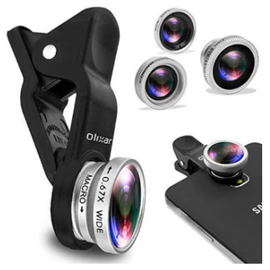 Fish-Eye, Wide-Angle, Macro Universal Mobile Clip-On Lens with 3-In-1 Effect - Multicolor