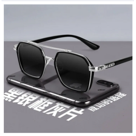 Black Sunglasses for Men - Silver Frame, 2 image