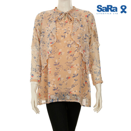 SaRa Ladies Fashion Tops (WFT492YJB-Brown print), Size: S