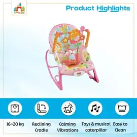 Fisher Price Infant to Toddler Baby Rocker with Musical Toy Bar & Vibrations- Pink, 2 image