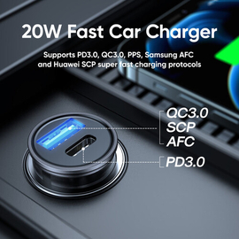 Joyroom C-A43 Fast Charging Car Charger 20W QC 3.0 PD Type-C Dual Port Ttransparent Phone Charging Pad In Car Use, 2 image