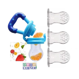 Silicone Baby Fruit Feeding pacifier (Extra teats 3 pcs)blue