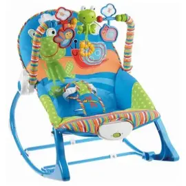 iBaby Infant to Toddler Rocker with Music & Vibration Baby Bouncer- Pink & Blue