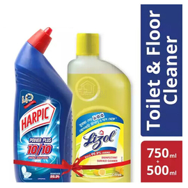 Harpic Toilet Cleaner 750ml and Lizol Citrus 500 ml Double Surokkha