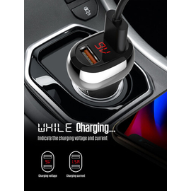 Ldino Drive C2 Fast Charging Car Charger  36W With Led Car Battery Display Dual QC3.0 USB Port, Support All Mobile Phone Charger, 3 image