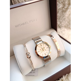 Fashionable Luxury Michael kors Stainless Steel  Wrist Watch-Golden & Silver, 2 image