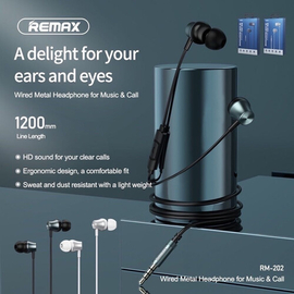 Remax RM-202 Semi In-Ear Earphone HD Quality Audio With Built-In Microphone, 2 image