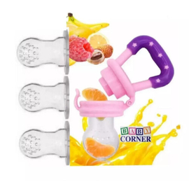 Silicone Baby Fruit Feeding pacifier (Extra teats 3 pcs) Pink