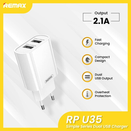 Remax RP-U35 Jane Series Dual USB Charger 2.1A EU Plug, 2 image