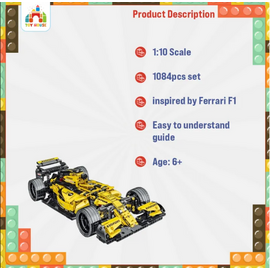 Yellow racing car blocks 1084pcs Technic Formula 1 Exclusive Car Building Blocks Set, 2 image