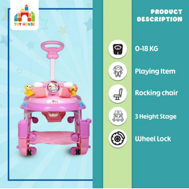 Baby Rocking Walker with Handle- Pink, 2 image
