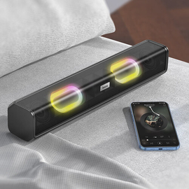 Hoco Dazzling Sound Series BS49 Wireless Bluetooth Mini Soundbar  Speaker Portable Loudspeaker With RGB LED Lighting, 2 image