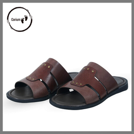 Original Leather Sandal Shoe For Men - CRM 118, Color: Brown, Size: 39, 2 image