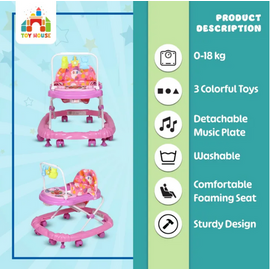 Baby Musical Walker with Merry Go Round BLB Brand- Pink, 3 image