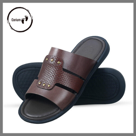Original Leather Sandal Shoe For Men - CRM 117, Color: Brown, Size: 40