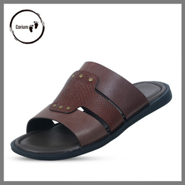 Original Leather Sandal Shoe For Men - CRM 117, Color: Brown, Size: 40, 3 image