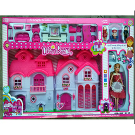 Dream Room Doll House with Dolls and Furniture 2 Story Pretend Play House