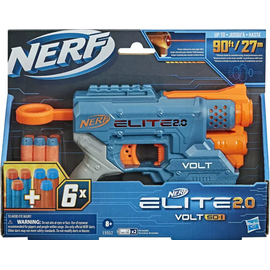 NERF Elite SD-1 2.0-Volt Blaster, 6 Official Darts, Light Beam Target, 2-Dart Storage, 2 Tactical Rails to Customize for Battle