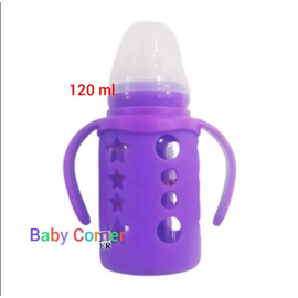 Pigeon_ Baby Glass Feeder With silicone 120 ml Purple