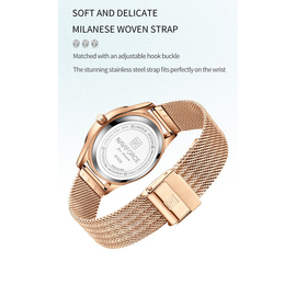 NAVIFORCE NF5028 Rose Gold Mesh Stainless Steel Analog Watch For Women - Green & Rose Gold, 3 image