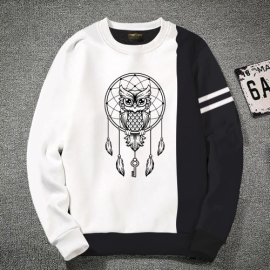 Premium Quality Owl White & Black Color Cotton High Neck Full Sleeve Sweater for Men