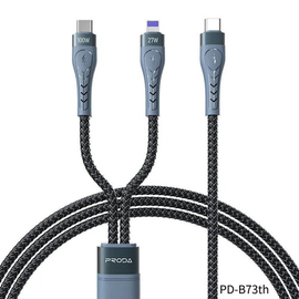 Proda PD-B73th  Pulsing Series 2 in 1 Type C E-marker 100W Fast Charging Cable Universal Phone iPhone Laptop Multi USB Data Cables