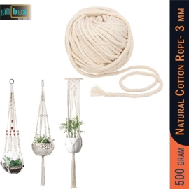 3 mm Natural Cotton Rope- 500 gm