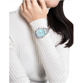 NAVIFORCE NF5028 Silver Mesh Stainless Steel Analog Watch For Women - Sky Blue & Silver, 4 image