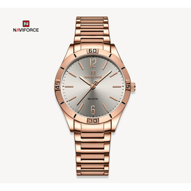 NAVIFORCE NF5029 Rose Gold Stainless Steel Analog Watch For Women - Gray & Rose Gold