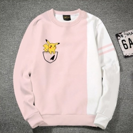 Premium Quality Pokemon White & pink Color Cotton High Neck Full Sleeve Sweater for Men