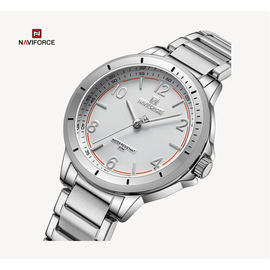 NAVIFORCE NF5021 Silver Stainless Steel Analog Watch For Women - White & Silver, 2 image