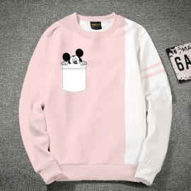 Premium Quality Mickey White & pink Color Cotton High Neck Full Sleeve Sweater for Men