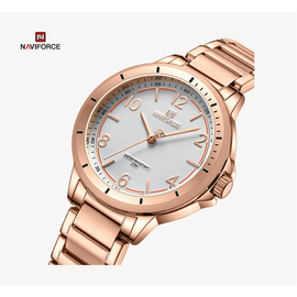 NAVIFORCE NF5021 Rose Gold Stainless Steel Analog Watch For Women - White & Rose Gold, 2 image