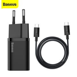 Baseus 25W Super Si Quick Charger PD+QC3.0 With PD To PD 1M Cable 1C 25W EU Sets, 4 image