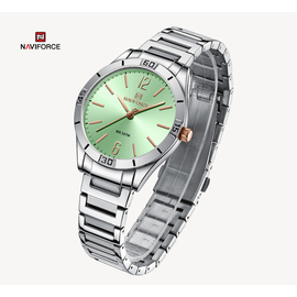 NAVIFORCE NF5029 Silver Stainless Steel Analog Watch For Women - Green & Silver, 2 image