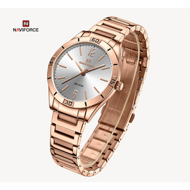 NAVIFORCE NF5029 Rose Gold Stainless Steel Analog Watch For Women - White & Rose Gold, 2 image