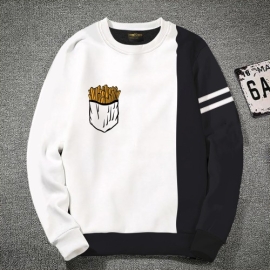Premium Quality French Fry White & Black Color Cotton High Neck Full Sleeve Sweater for Men