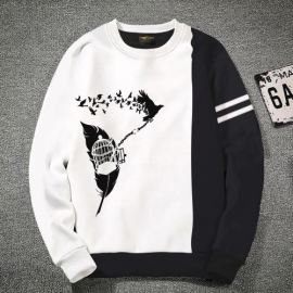 Premium Quality Bird White & Black Color Cotton High Neck Full Sleeve Sweater for Men