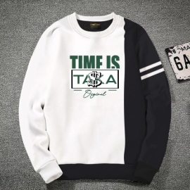 Premium Quality Time is taka White & Black Color Cotton High Neck Full Sleeve Sweater for Men