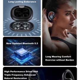 Awei T80 OWS Air Conduction Sport TWS Bluetooth 5.3 Eafbuds With Digital Display, 3 image