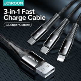 Joyroom S-1230G4 3A 3 In 1 USB to 8 Pin + Micro + Type-C Fast Charging Data Cable Length: 1.2m, 2 image