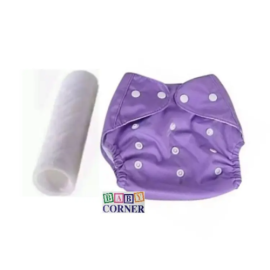 Reusable baby Diaper (3-15 kg) (1 pcs Diaper with 1 pcs Cloth) Purple
