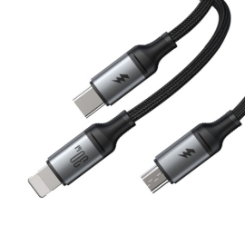 Joyroom  A21 Speedy Series 30W Type-C to 8 Pin+Type-C+Micro USB 3 in 1 Fast Charging Cable