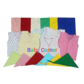 Newborn Baby 6 pcs Katha 6 pcs Nima & 6 pcs Nappy Combo set (0-5 month) Multicolor