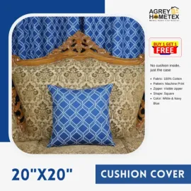 Decorative Cushion Cover, Navy Blue (20x20) Buy 1 Get 1 Free_77020
