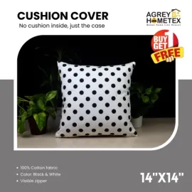 Decorative Cushion Cover, Black & White (18x18) Buy 1 Get 1 Free_78437